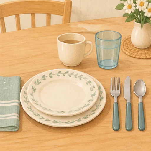 A table ready for a meal.