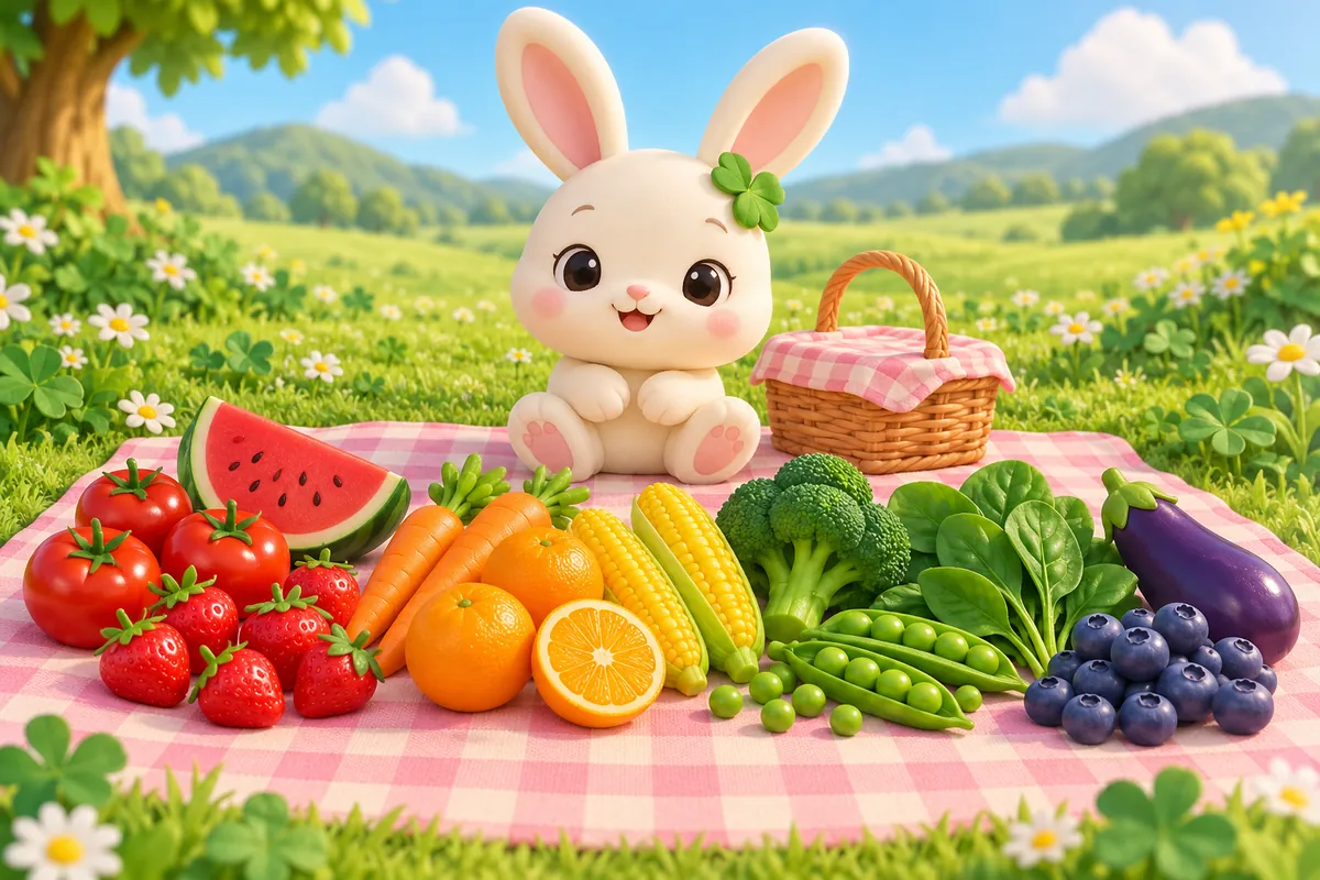 Painted picture for the question Why eat lots of different coloured foods?