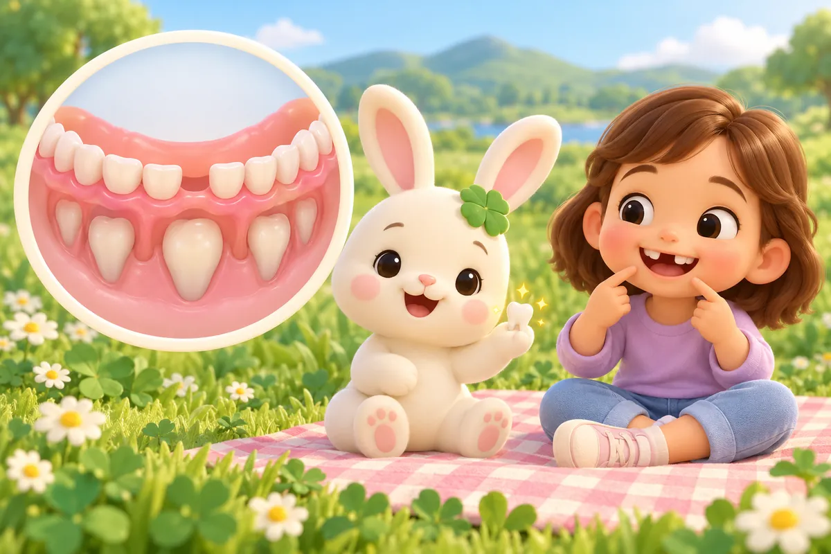 Painted picture for the question Why do baby teeth fall out?