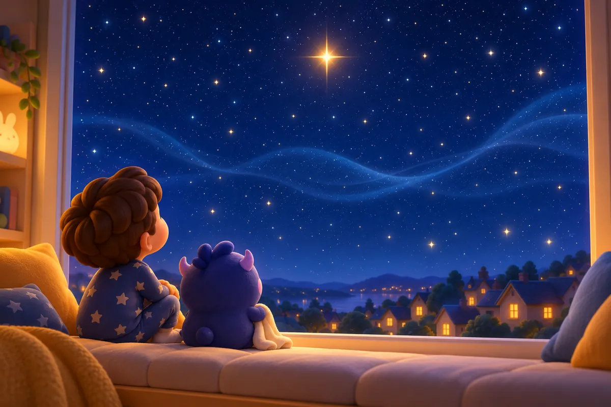 Painted picture for the question Why do stars twinkle?