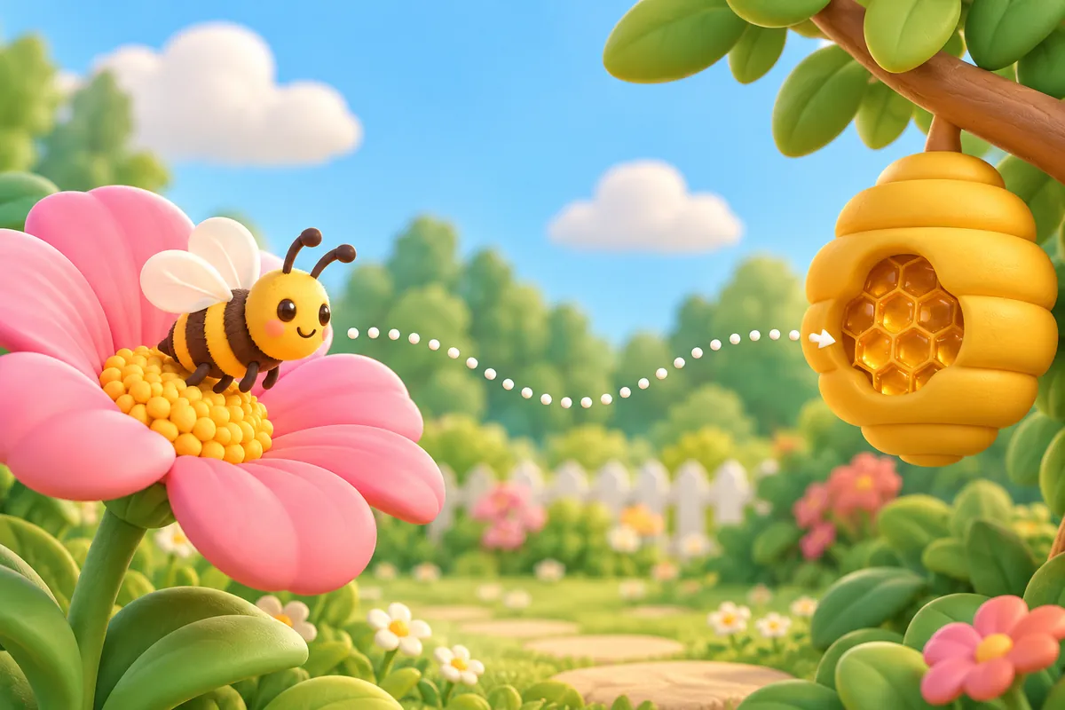Painted picture for the question How do bees make honey?