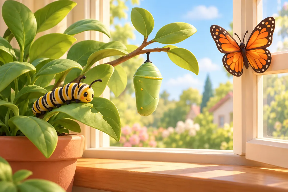 Painted picture for the question How does a caterpillar become a butterfly?