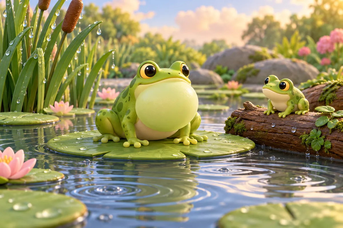 Painted picture for the question Why do frogs croak?