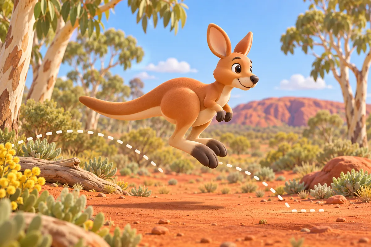Painted picture for the question Why do kangaroos hop?