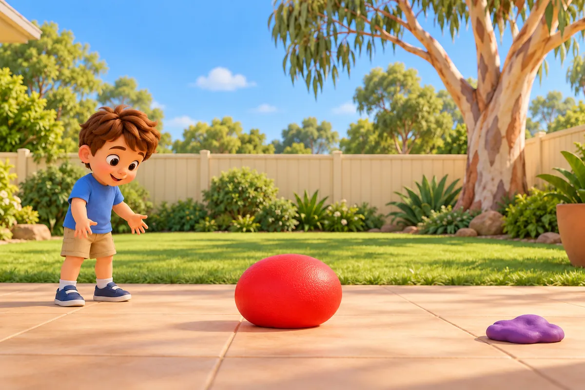 Painted picture for the question Why does a ball bounce?