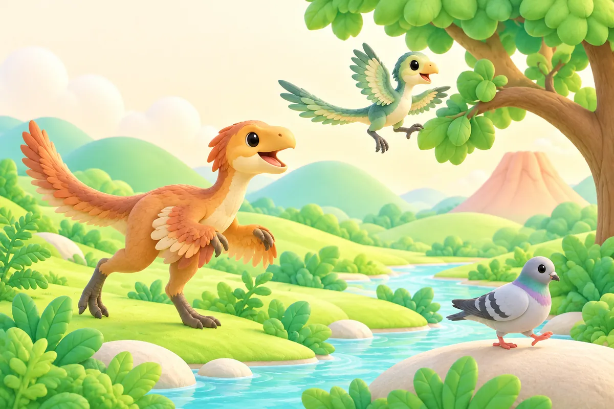 Painted picture for the question Are birds dinosaurs?