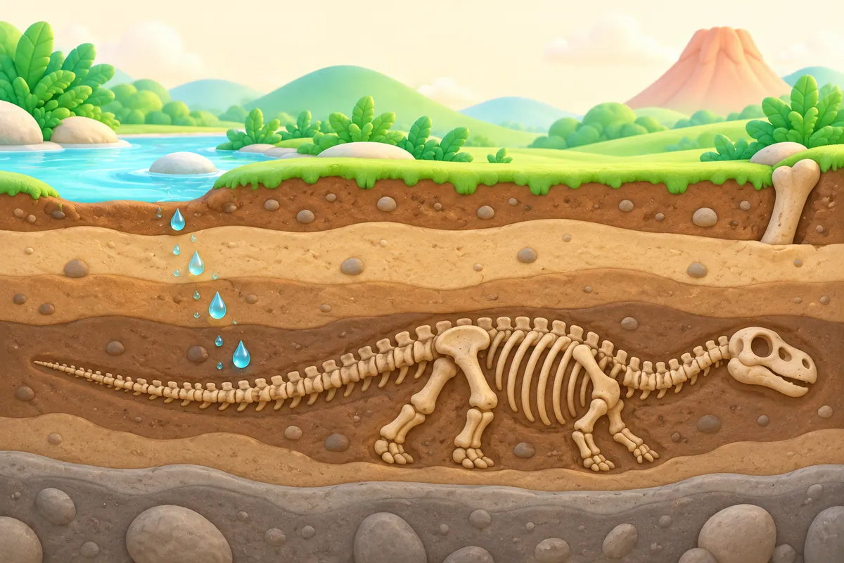 Painted picture for the question How does a bone turn into stone?