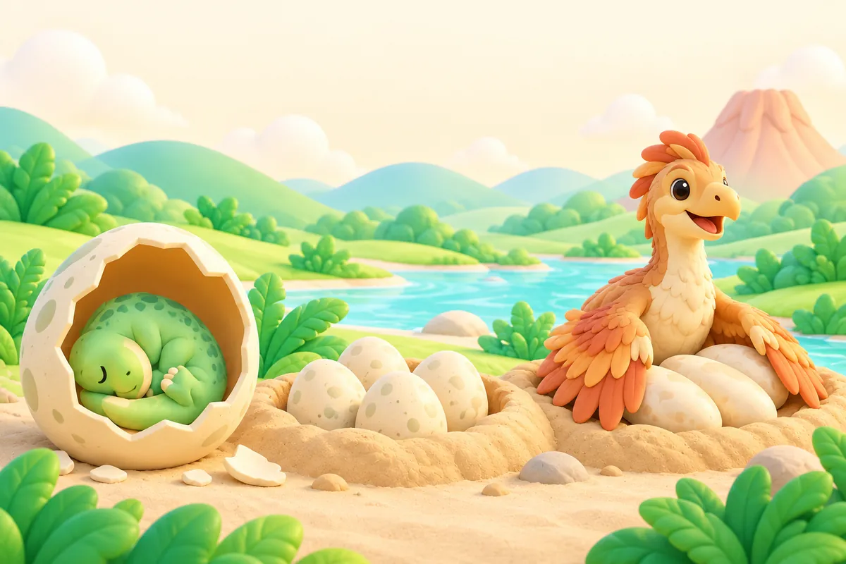Painted picture for the question Did dinosaurs lay eggs?