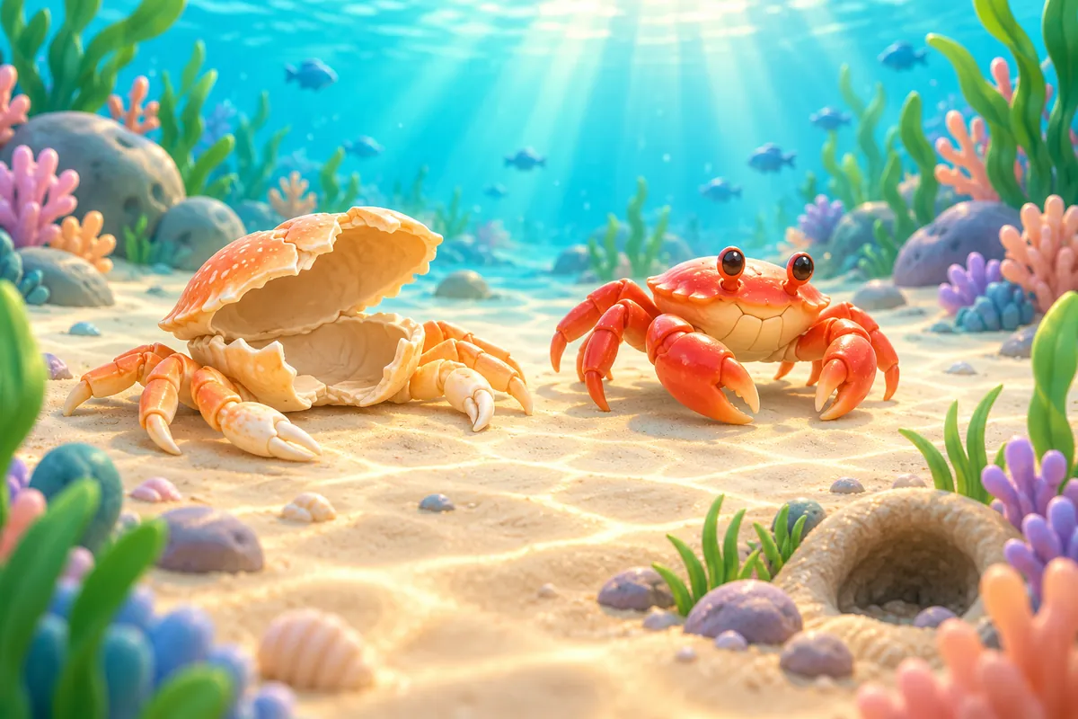 Painted picture for the question How do crabs grow?