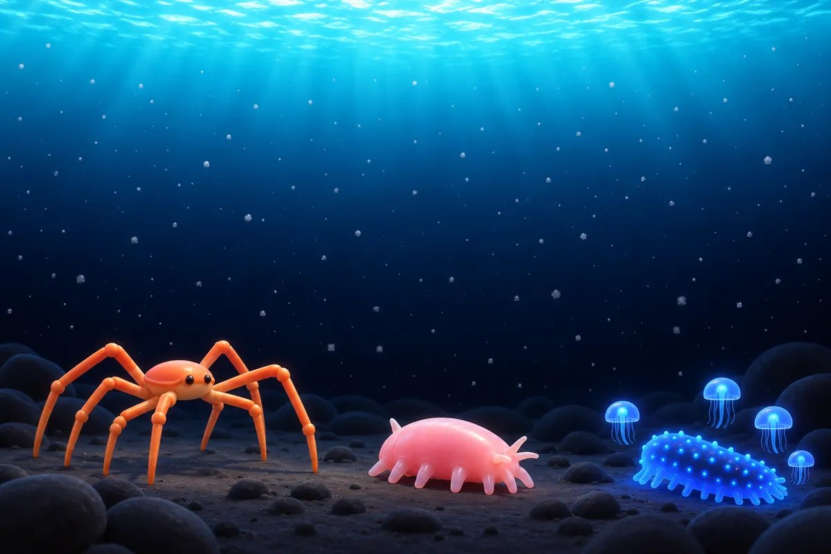 Painted picture for the question What lives at the very bottom of the sea?