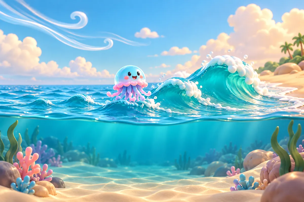 Painted picture for the question What makes waves?