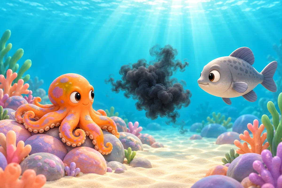 Painted picture for the question Why do octopuses squirt ink?