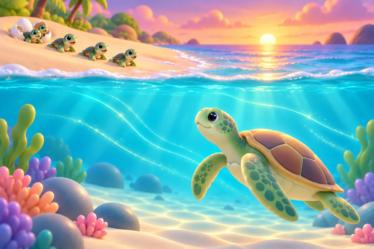 Painted picture for the question How do sea turtles find their way?